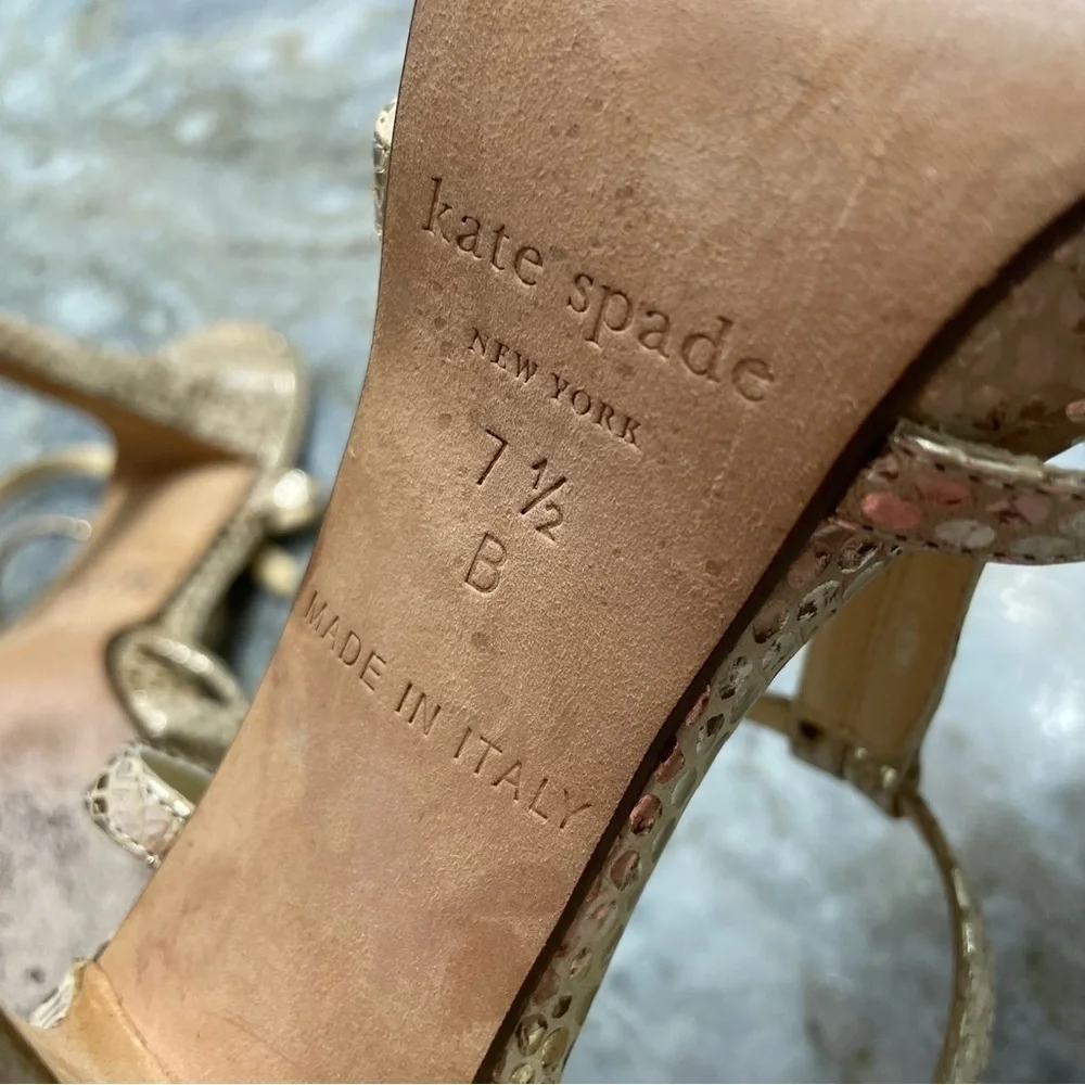 Kate Spade Gold Snakeskin Heel Sandals Women’s 7.5 B